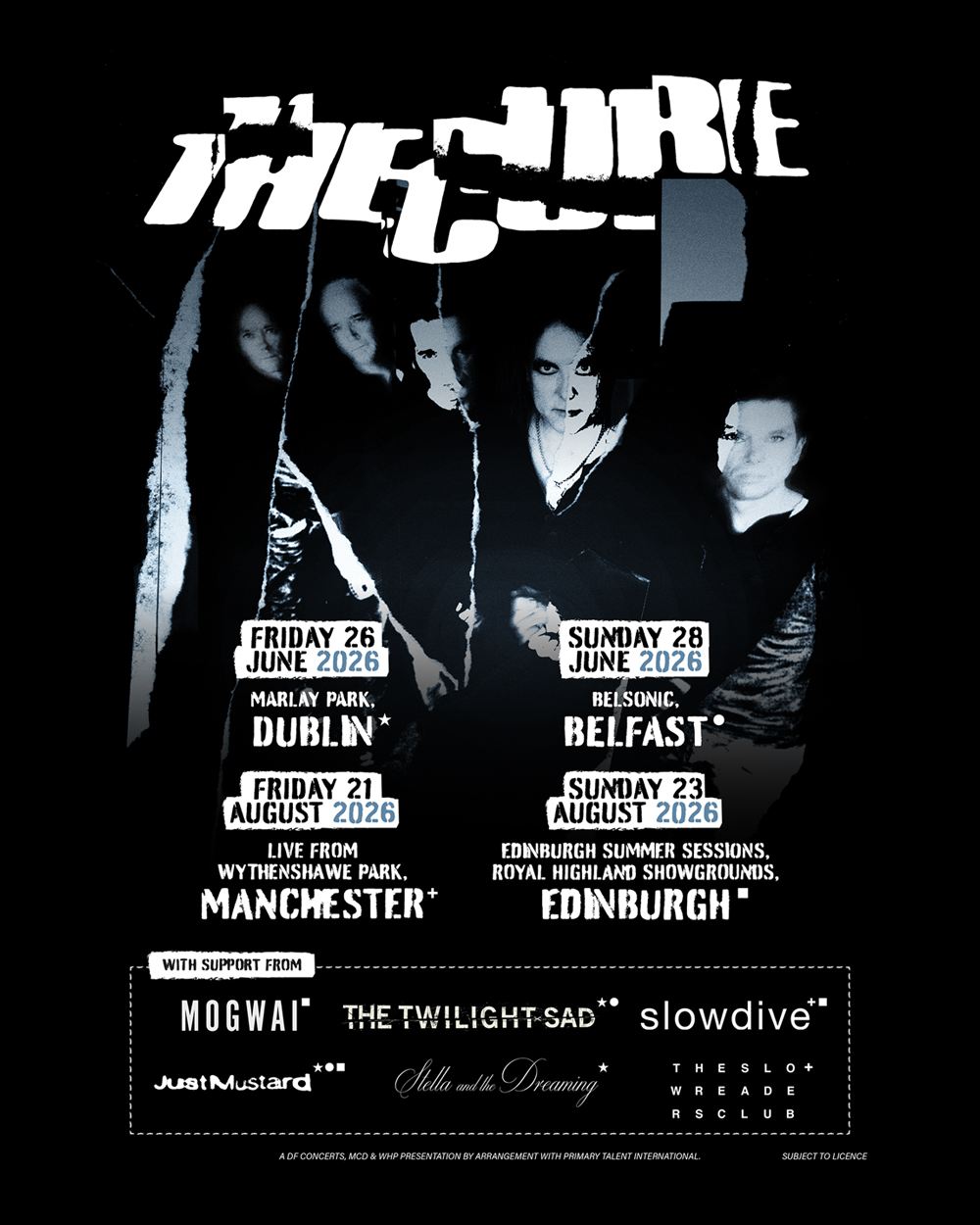 The Cure UK & Ireland 2026 tour poster