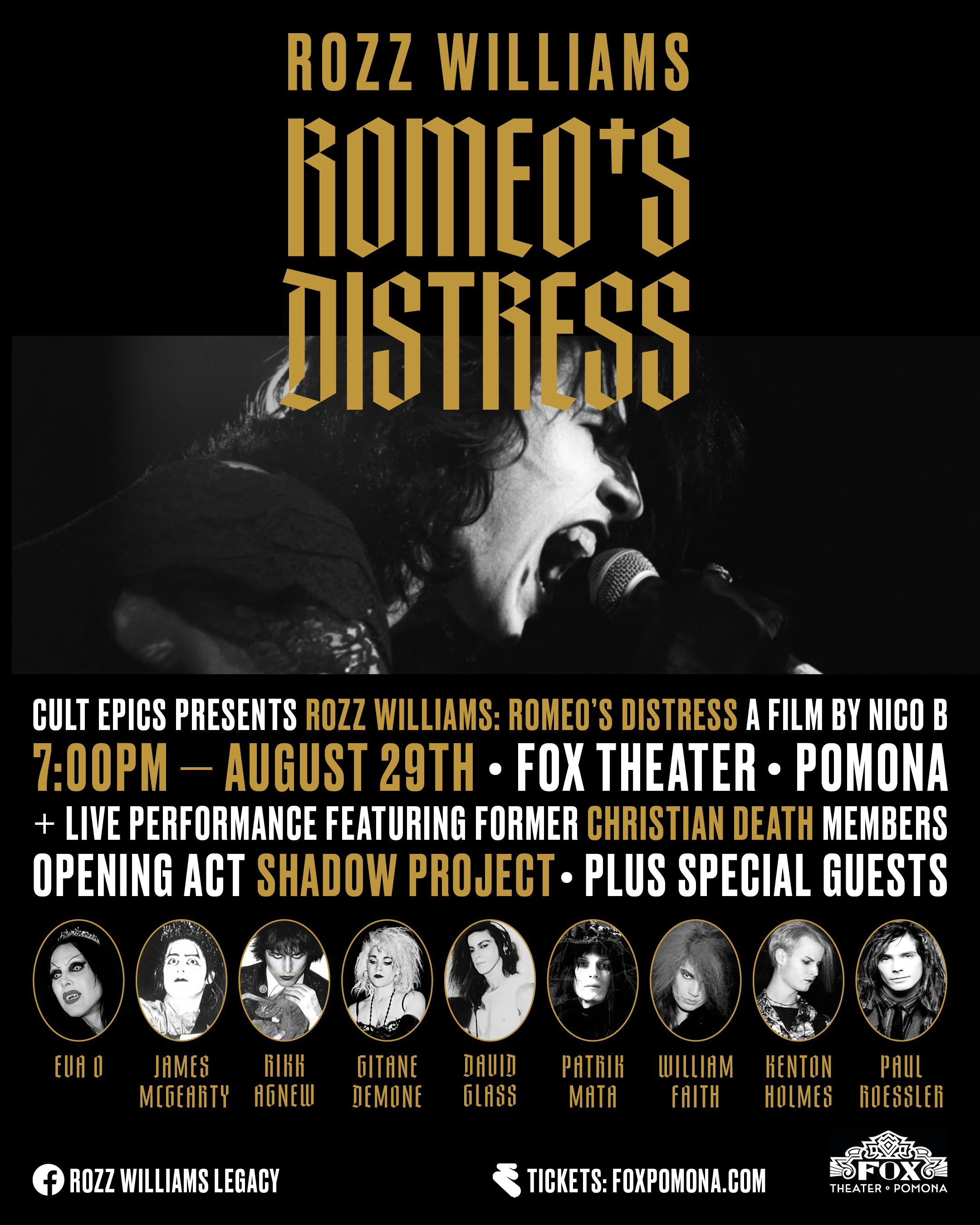 Rozz Williams: Romeo's Distress documentary screening and live performance
